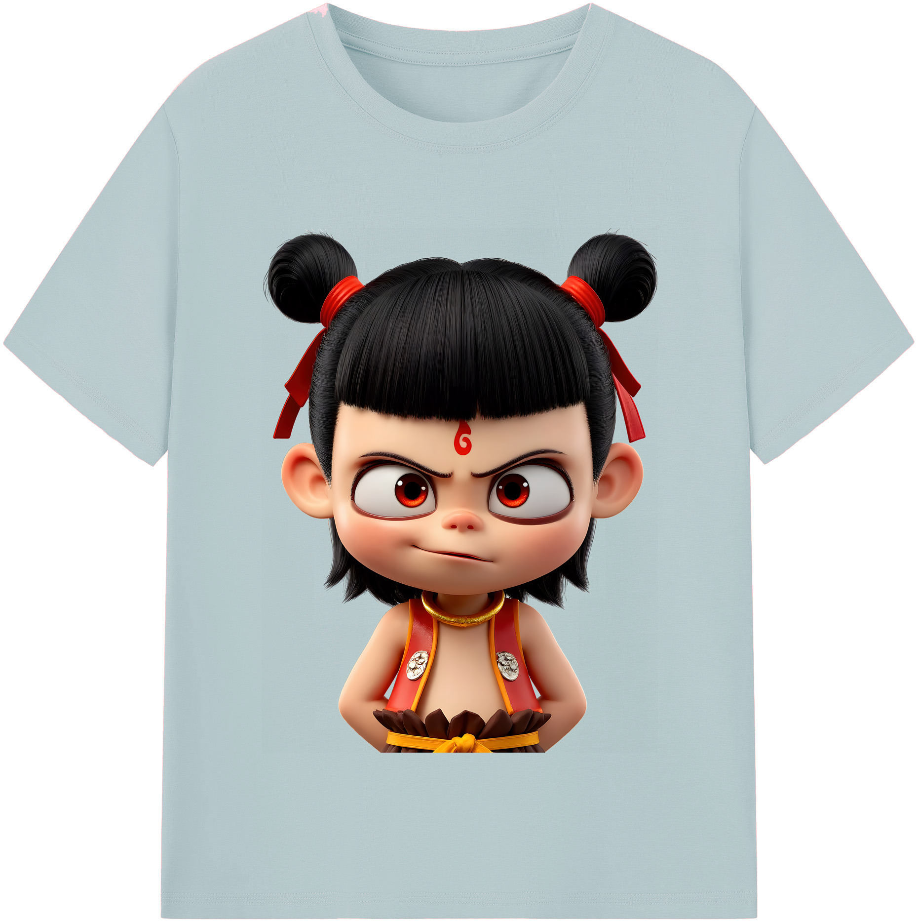 （画像用） Ne Zha 2 ナタ 魔童の大暴れ 綿100％半袖Tシャツ（フロントプリント）